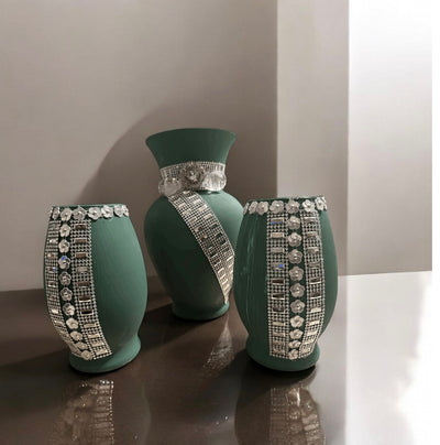 Turquoise Green 3 pc Vases