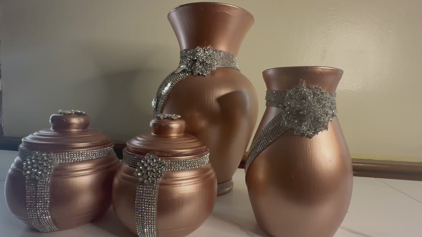Dark Rose Gold Vase Set
